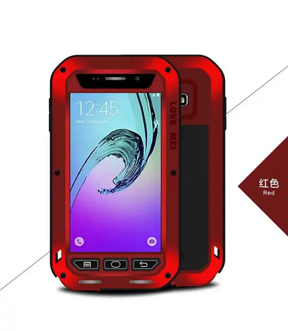 Red Чехол LOVE MEI для Galaxy A3/A5 водонепроницаемый мощный металлический+ силиконовый чехол для SAMSUNG Galaxy A3 A310 A5 A500 A7 S8 - Цвет: Red