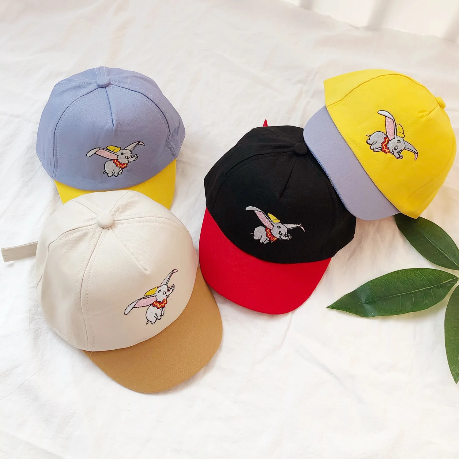 

2020 summer autumn new hat embroidery little flying elephant color matching children's baseball cap baby sun visor cap