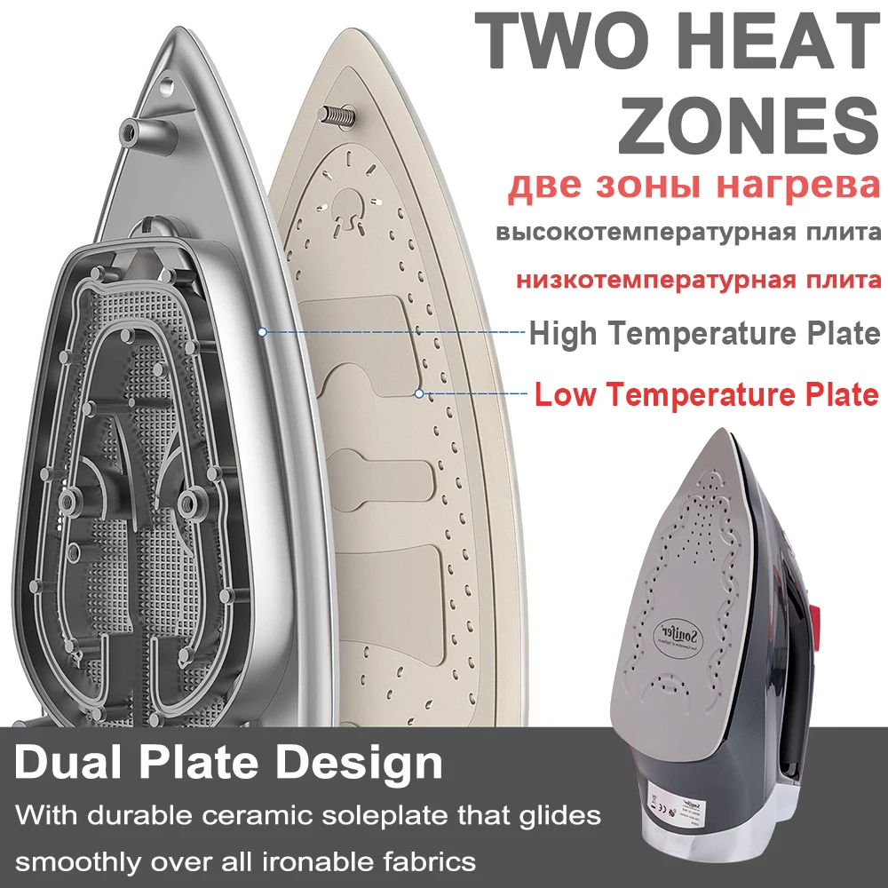 Best 2200W Electric Irons Steam Flatiron For Clothes High Quality Multifunction Ceramic Soleplate Travel Iron Ironing Sonifer