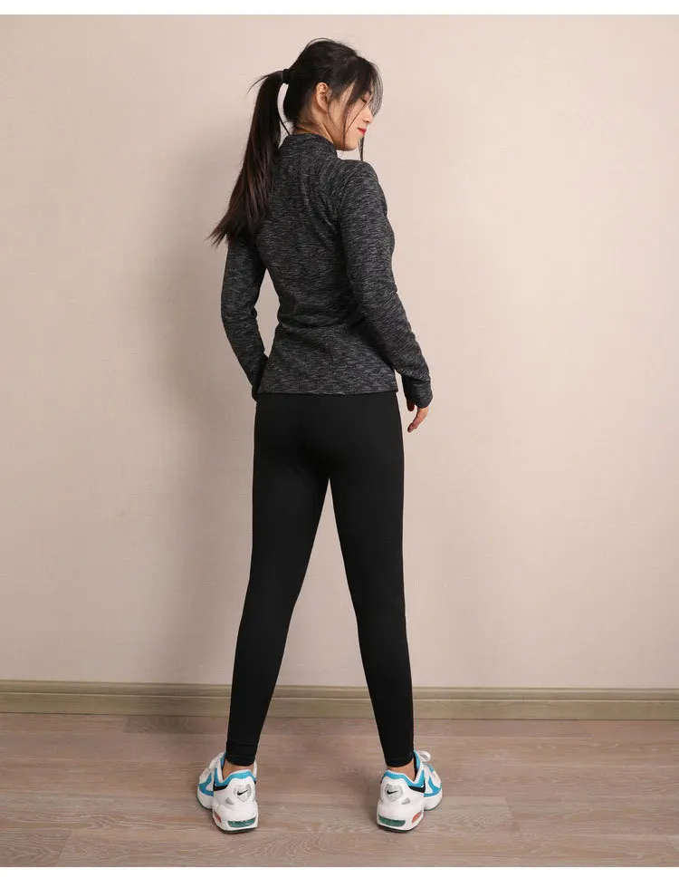 Женская спортивная куртка для йоги, большой размер, тонкая куртка для бега, длинный рукав, быстросохнущая, дышащая, стоячий воротник, фитнес-топ