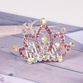 

Crowns Princess Kids Artificial Diamonds Hair Ornaments Girls Hair Comb Hair Accessories (White)