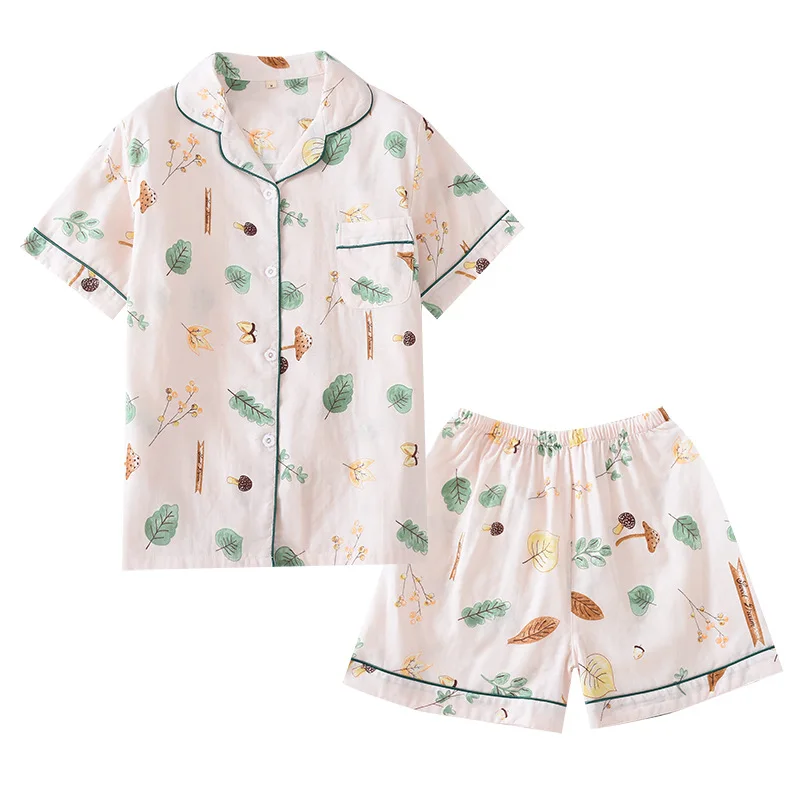 

KISBINI Japanese Style summer women pajamas ladies cotton gauze thin loose printed homewear for women pajamas sleepwear