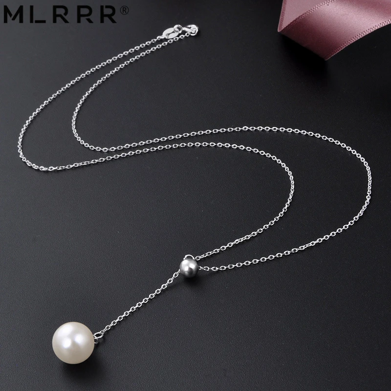 

MLRRR Sterling 925 Silver Jewelries Elegant Simply Shell Pearls Pendant Chain Necklace