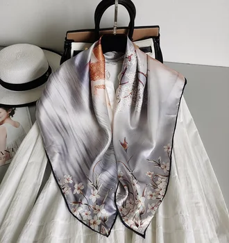 

Women's 100% Pure Silk 12mm Printed Big Square Scarf Wrap Kerchief 88cm 34.5" WJ070