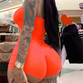 

Ladies Sexy Off Shoulder Bodycon Slim Overalls High Waist Beach Short Playsuit Tube Tops Strapless Jumpsuit Romper
