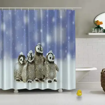 

Four Penguins Shower Curtain peva Shower Curtain,160806,71''Long x 59''Wide