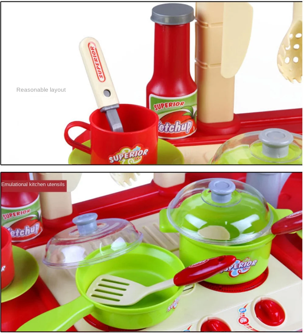 Детская кухня ролевые игры приготовления пищи игры игрушки набор чемодан моделирование мини кухонная посуда дети с светильник музыка подарок для мальчиков и девочек