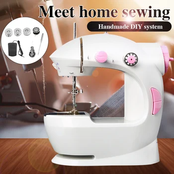 

US/EU/AU/UK Plug 110/220V Household Multifunctional Electric Mini Desktop Sewing Machine With Night Light For DIY Apparel Sewing