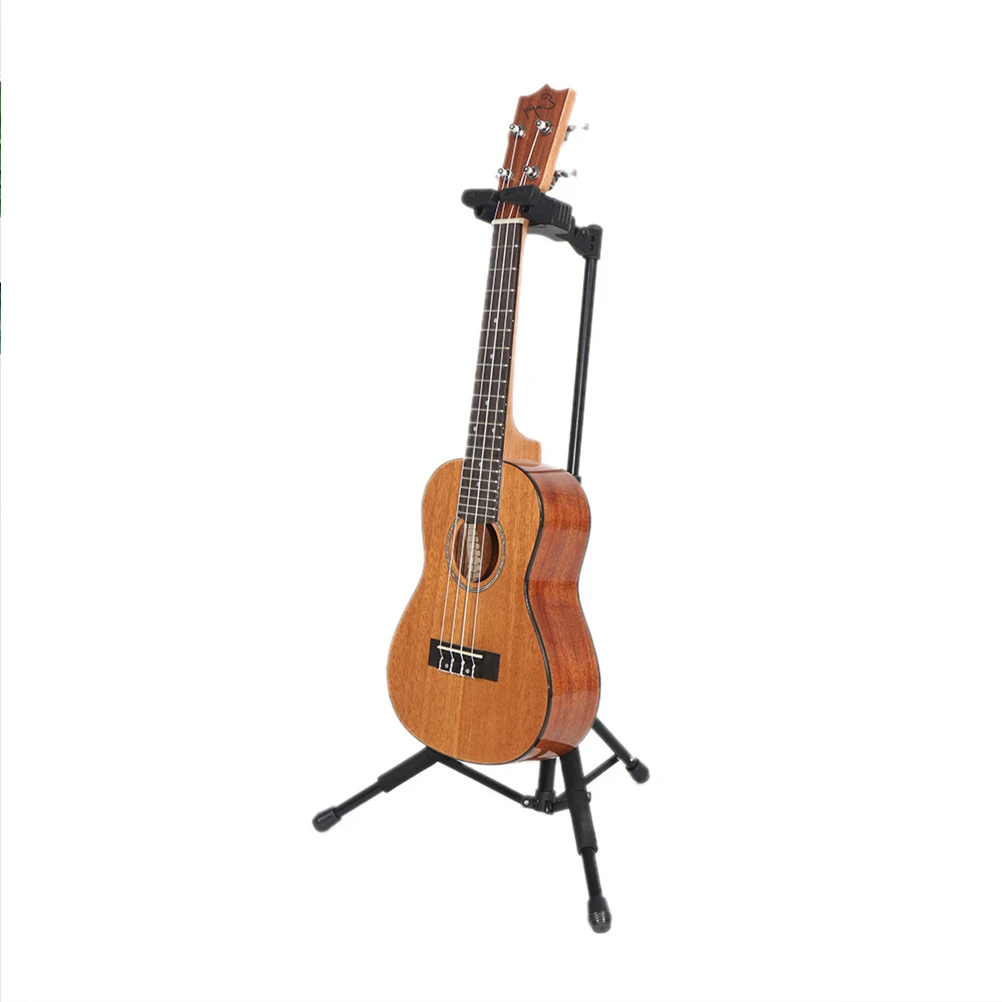 1Pc Ukulele Stand Violin Telescopic Folding Support Guitar Gravity Automatic Lock Rack Hook Hanger (Black) | Спорт и развлечения