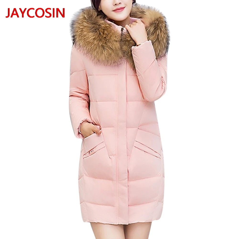 JAYCOSIN, женские парки, женская верхняя одежда с капюшоном, пальто, длинная толстая хлопковая парка с воротником из искусственного меха, тонкая куртка, Новое поступление L4008029