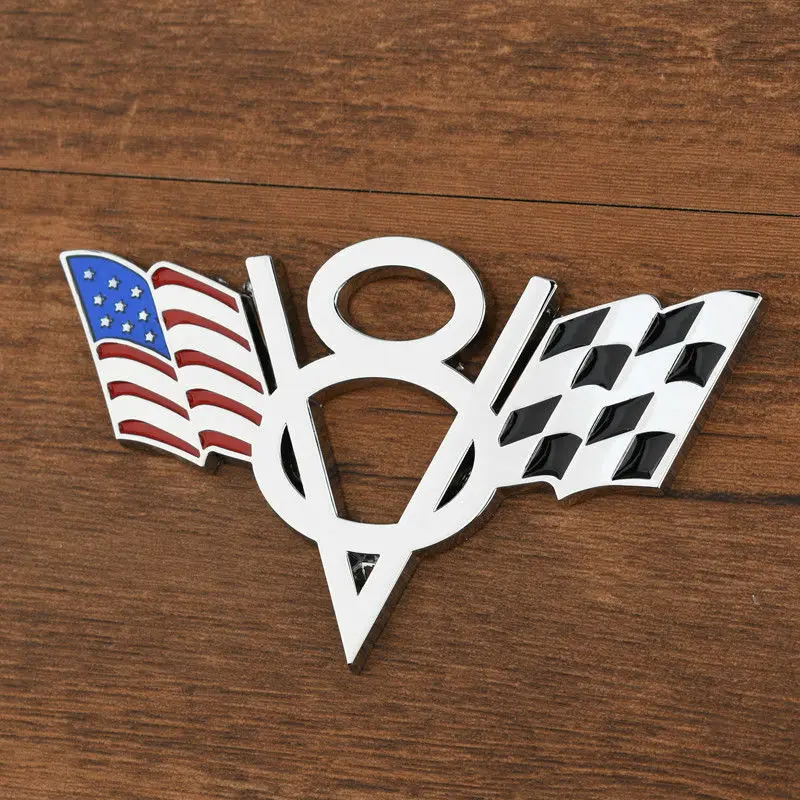 Автомобиль V8 винтажный логотип флаг США хром багажник металлическая эмблема