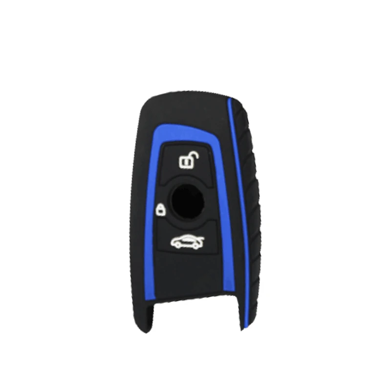 OkeyTech 3/4 кнопки силиконовый чехол для ключей от машины брелок пульт дистанционного управления для BMW 1 2 3 5 7 серии F10 F20 F30 335 328 535 650 Авто ключевой чехол автомобильные аксессуары - Название цвета: 3BT Blue