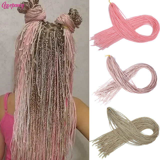 Zizi Braids Crochet Box Braids Colorful Synthetic Braiding Hair Extensions Blue Gray Brown Pink