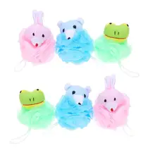 6 шт., практичный животный дизайн, шар для ванны, цветок для купания, для душа, розовый кролик, зеленая лягушка, голубой медведь