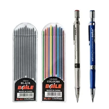 Jeu de recharges pour crayons mécaniques, 2.0mm, 2B, crayon automatique, couleur et noir, pour brouillon, dessin, écriture, croquis d'art