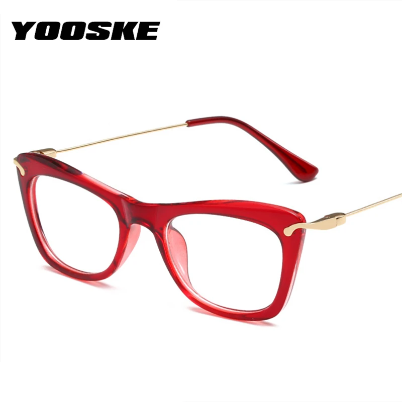 YOOSKE, сексуальные очки кошачий глаз, оправа для женщин, Ретро стиль, металлическая оправа для очков, Модные прозрачные очки