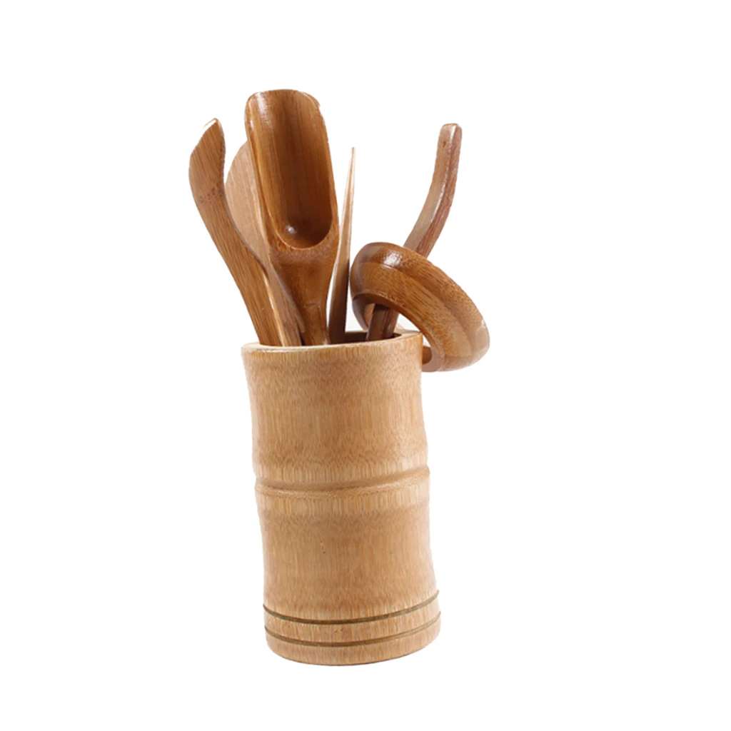 6 Pieces Bamboo Tea Utensils Chinese Gong Fu Tea Ceremony Cha Dao Tools Set