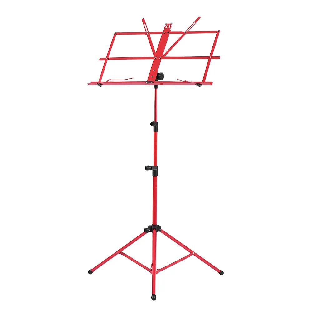 Foldable Sheet Music Tripod Stand Holder Lightweight with Water-resistant Carry Bag for Violin Piano Guitar Instrument - Цвет: Red