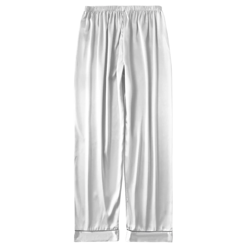 mens pajama pants Mens Silk Satin Pajamas Pyjamas Pants Lounge Pants Sleep Bottoms Size L-3XL Plus 3 Colors mens silk pajamas Men's Sleep & Lounge