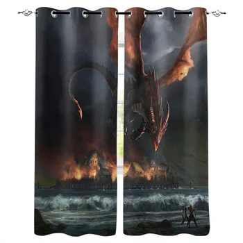 

Medieval Dragon Curtains for Living Room Children Bedroom Decoration Home and Kitchen Products Windows Drapes