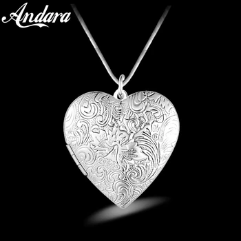 2020 New 925 Sterling Silver Necklace Heart Frame Pendant Necklace Can Be Loaded With Photo DIY Jewelry Gift