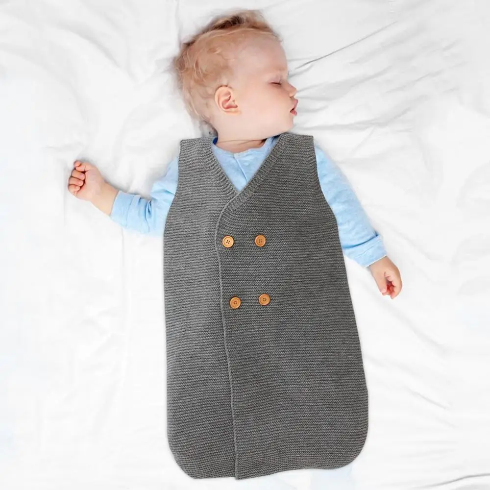 

Newborn Sleeping Bag Solid Knitted Baby Anti-Kick Envelopes Winter Thick Warm Infant Unisex Stroller Sleepsack Spring and Autumn