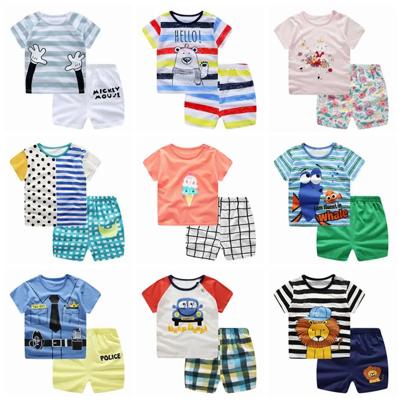 Baby's Sets Summer Baby Boys Clothes Infant Girls Suit Children's T-shirt + Shorts Bebe Kids Two-piece Clothing | Детская одежда