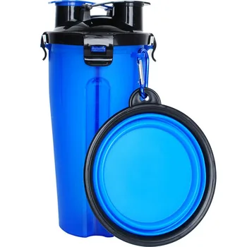 

2 in 1 Portable Pet Folding Water Bottle Food Container With Folding Silicone Pet Bowl Outdoor Travel Dog Cat Feeder Cup Bowl