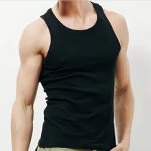 Мужской Тонкий Чистый хлопок многоцветные быстросохнущие обтягивающие спортивные повседневные жилеты короткие Повседневные базовые Топы с высокой фигурой