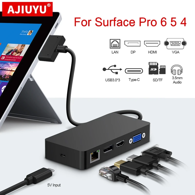Dock Pc Base Ethernet-Adapter Microsoft Usb-3.0-Hub Audio HDMI Sd/tf-Docking Surface-Pro