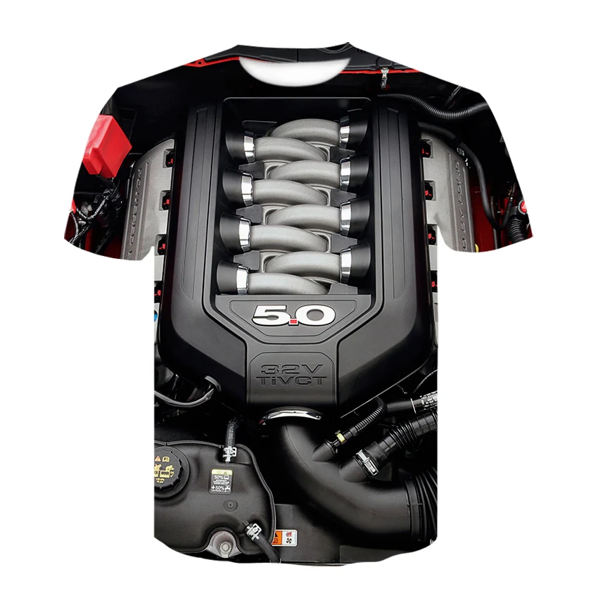 2020 new Mustang Moteur V8 Engine 3D Print T-Shirts Funny Car Machine Tshirts fashion oversized t shirt camisetas tops |