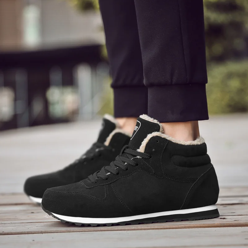 

Winter Warm Snow Boots Men Fashion with Plush Casual Men Boots Comfortable Work Ankle Boots Men Plus Size Footwear HX-160