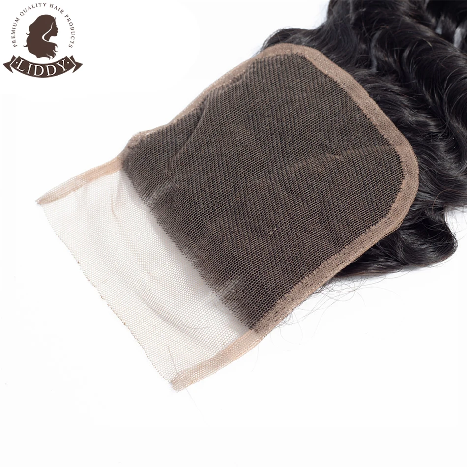 Liddy Deep Wave 4x4 Lace Closure 100% Human Hair Closure Brazilian Hair Weaving Natural Color Non-remy Hair Frontal Closure