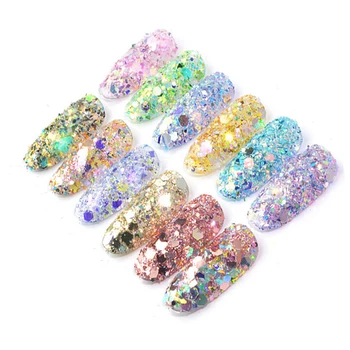 

12 Box/set Nail Glitter Flake Holographic Chunky Nail Flakes Set Irregular Mix-Shape Flake Diy Nail Art Glitter Flake Decoration