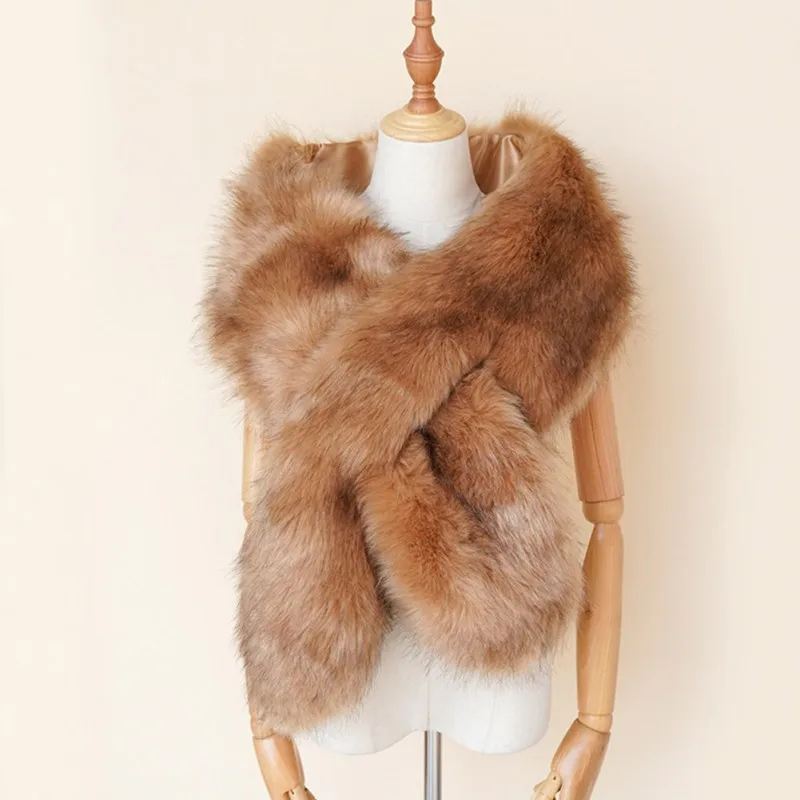 

2019 New Hot Sale Autumn Winter Sweet Scarf Faux Fox Fur Pure Color Wild Solid Color Ladies Warm Cross Scarf 3 Colors