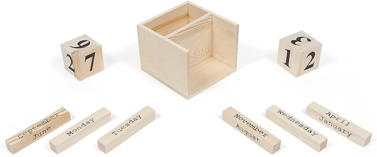 unfinished wood block calendar