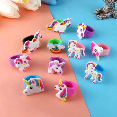 1PC/10PC Unicorn Ring Child Toy Rings Unicorn Party Favor Birthday Party Decorations Kids Gifts