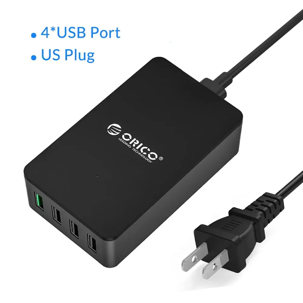 ORICO QC2.0 USB зарядное устройство 5 портов настольное быстрое зарядное устройство для samsung Xiaomi huawei и планшетов с европейской вилкой - Тип штекера: 4 Port US Plug