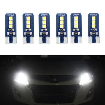 

6pcs/lot Bright Double No Error T10 LED 194 168 W5W Canbus 6 SMD 5050 LED Car Interior Bulbs Light Parking Width Lamps