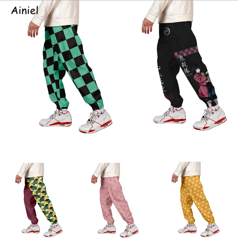 Anime Demon Slayer Pants Kimetsu No Yaiba Blade Costumes Carnaval Women Men 3D Print Loose Cropped Trousers Overalls Boys | Тематическая