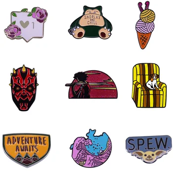 

12pcs/lot E2088 Anime Enamel Pins Movie Character Brooches Lapel Pin Shirt Badge Funny Wave Jewelry Gift Kid Friend