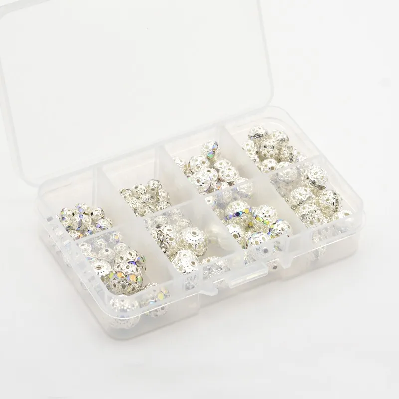 110pcs/Box Grade A Brass Rhinestone Beads  Mixed Style Beads 6~12mm for DIY Jewelry Making