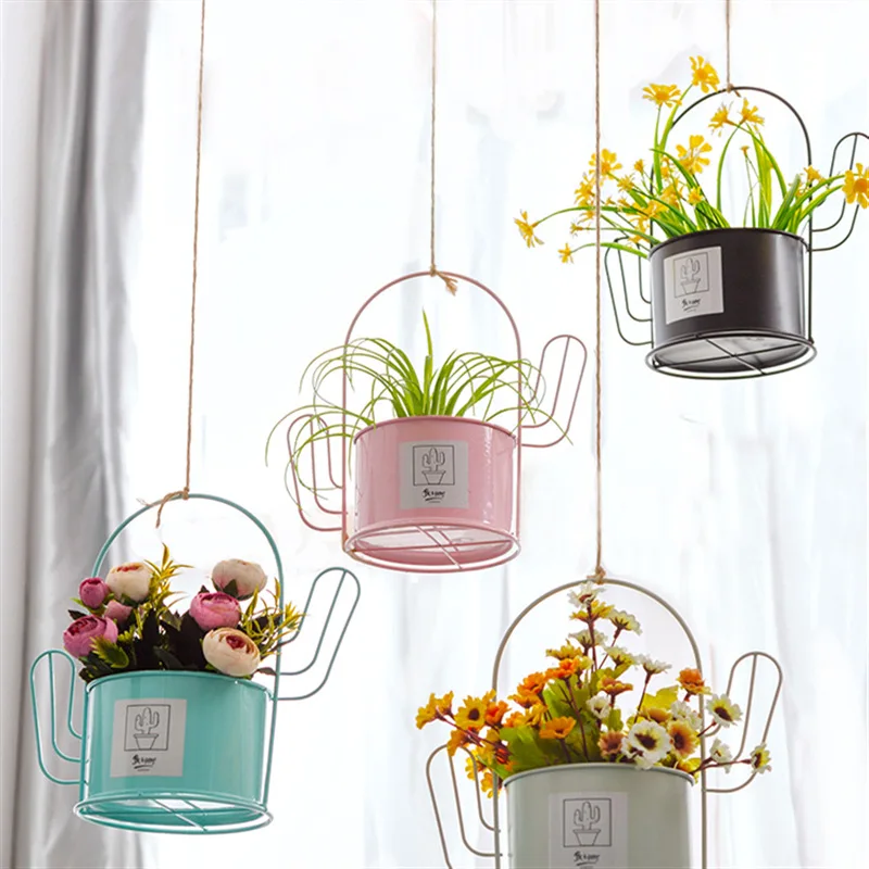 Ins Nordic iron flower pot flower shop creative portable wrought iron flower bucket