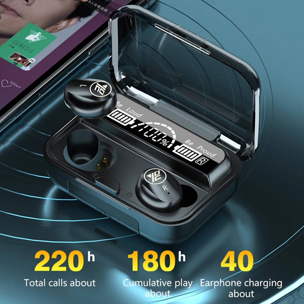 Wireless Earphone Earbuds TWS M16 Bluetooth 5 1 Gaming Headphone Stereo LED Display WIth Power Bank Headset Fone De Ouvido