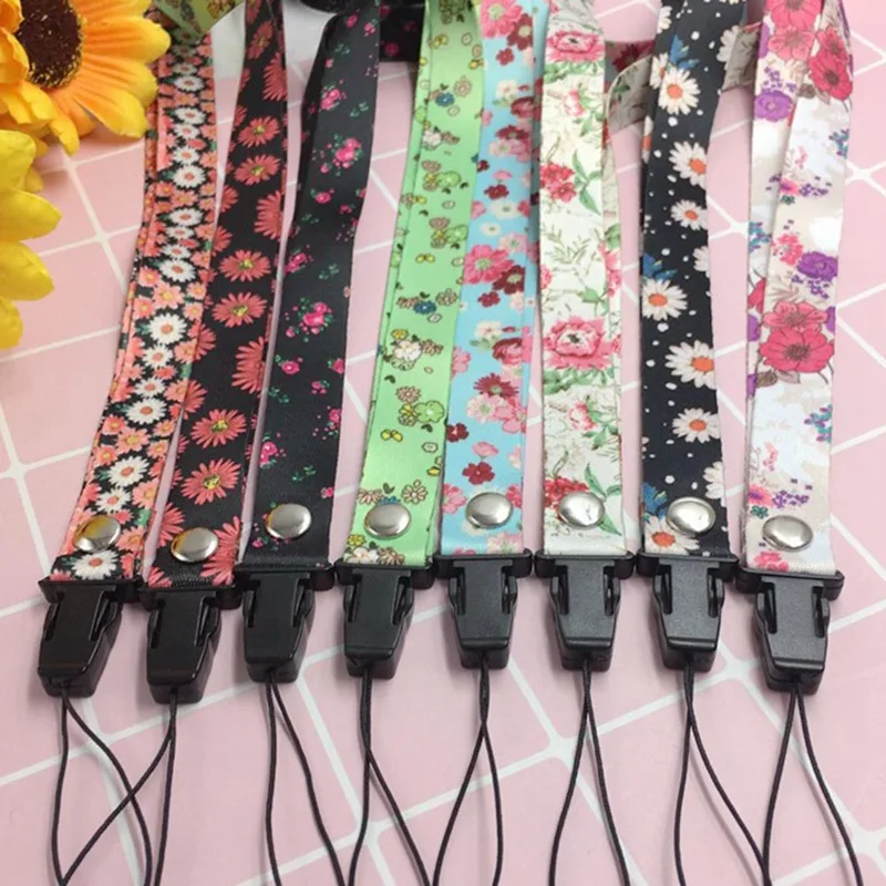 

Cartoon Floral Tags Strap Neck Lanyards For Keys ID Card Pass Gym Mobile Phone Badge Holder DIY Hang Rope Lanyards