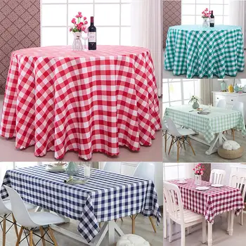 

Stylish Plaid Polyester Table Cloth Dining Table Cover Cloth Tablecloth Hotel Restaurant Kitchen Decor