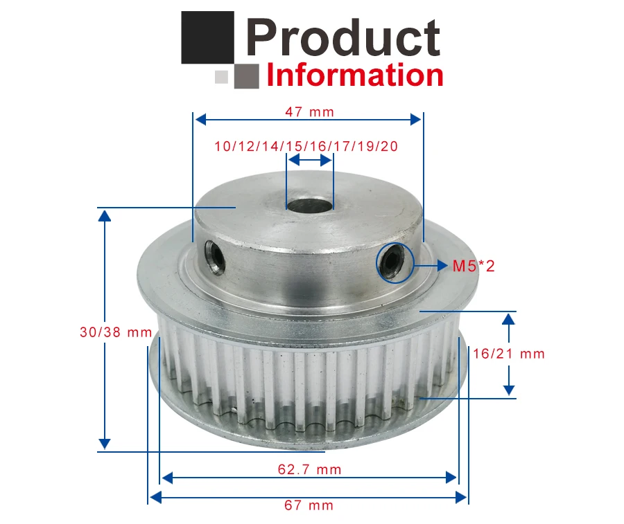 furo interno, correia dentada, largura 16mm, 21mm,