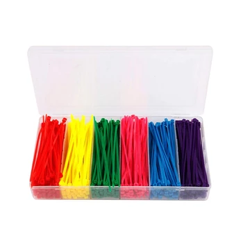 

480PCS Colourful 3 x 100mm 4 Inch Self-Locking Cable Zip Ties Nylon in Box