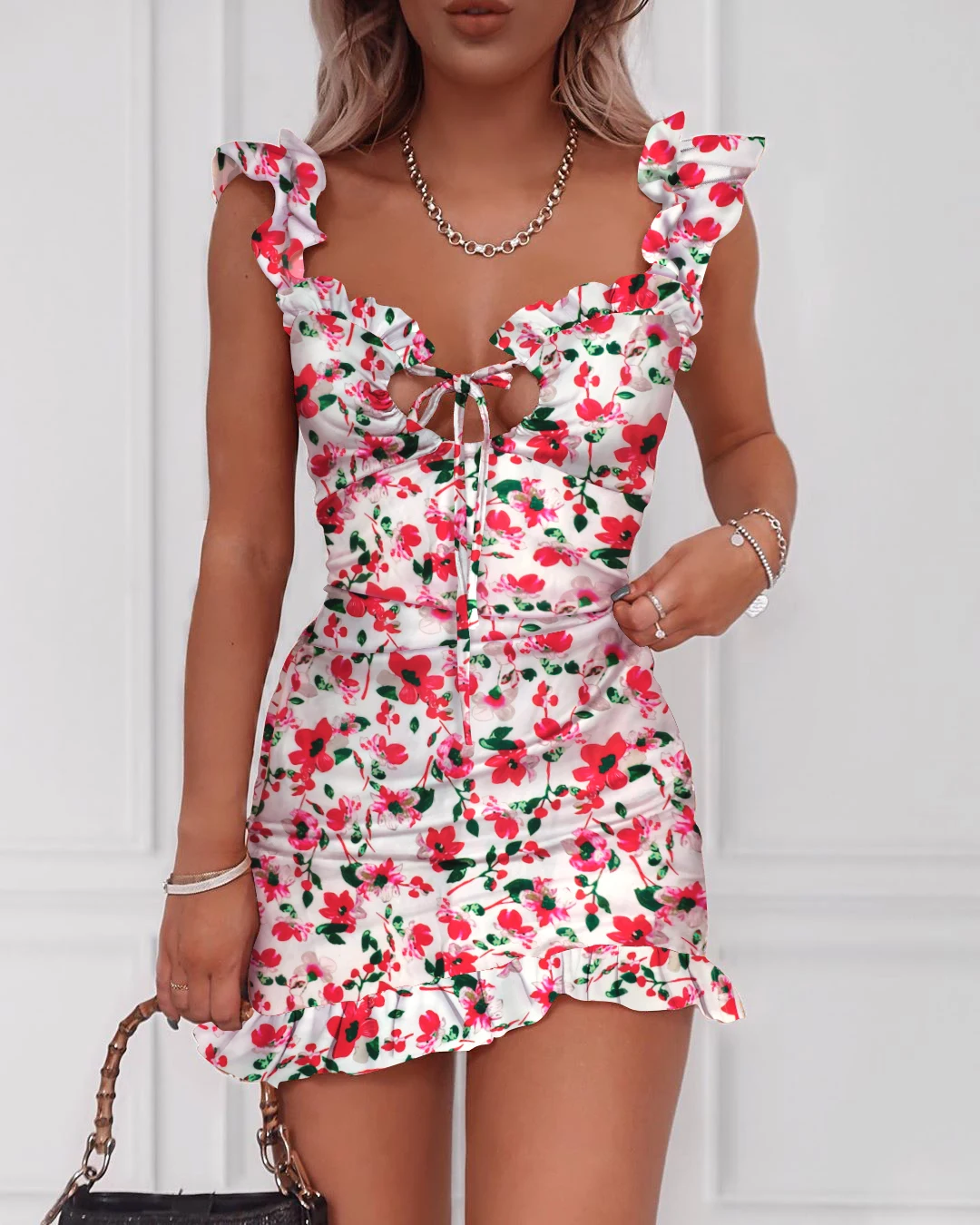 FREE SHIPPING Summer Floral Mini Dress JKP4338