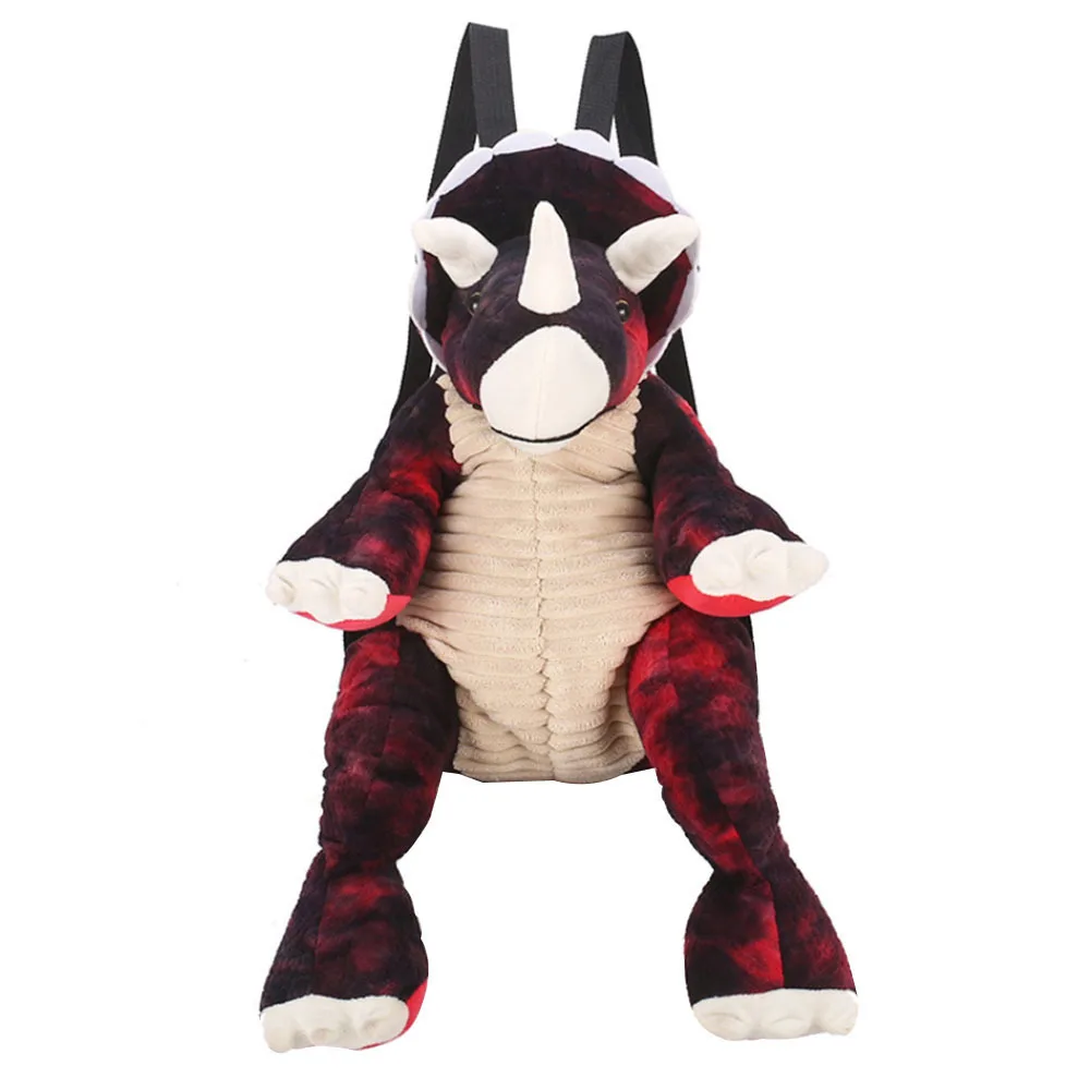 3d яркие динозавр плюшевый рюкзак Водонепроницаемый Для детей мешок изображениями животных милые Невероятно милые домашние тапочки с проектом динозавра из мультфильма, плюшевая сумка-рюкзак - Цвет: Red